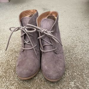 Gray faux suede booties